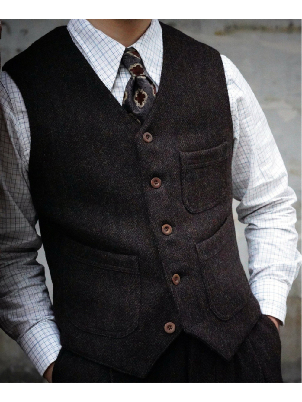 Chocolate Brown Tweed Hunting VestAnnual Ring L